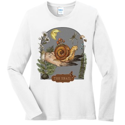 Witchy Cottagecore Goblincore Botanical Aesthetic Snail Ladies Long Sleeve Shirt