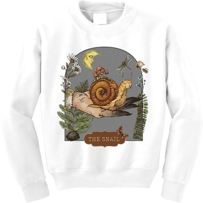 Witchy Cottagecore Goblincore Botanical Aesthetic Snail Kids Sweatshirt