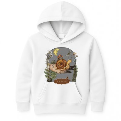 Witchy Cottagecore Goblincore Botanical Aesthetic Snail Kids Hoodie