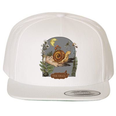 Witchy Cottagecore Goblincore Botanical Aesthetic Snail Wool Snapback Cap