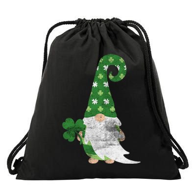 Women Cute Gnome St. Patricks Day Design Shamrock Drawstring Bag