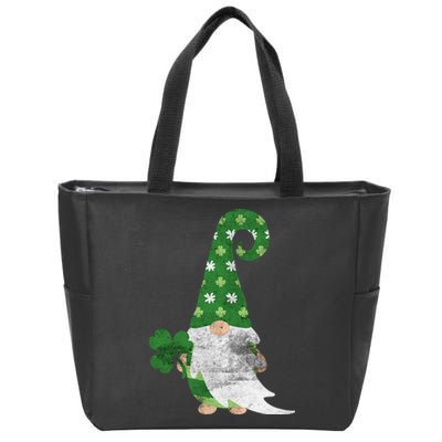 Women Cute Gnome St. Patricks Day Design Shamrock Zip Tote Bag