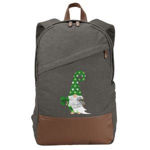 Women Cute Gnome St. Patricks Day Design Shamrock Cotton Canvas Backpack