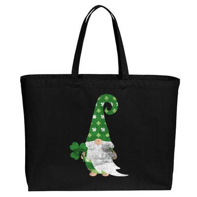 Women Cute Gnome St. Patricks Day Design Shamrock Cotton Canvas Jumbo Tote