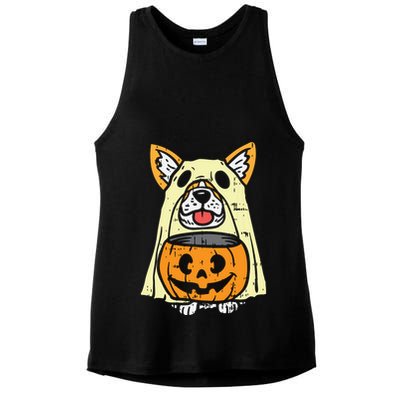 Welsh Corgi Ghost Funny Halloween Costume Dog Owner Lover Ladies PosiCharge Tri-Blend Wicking Tank