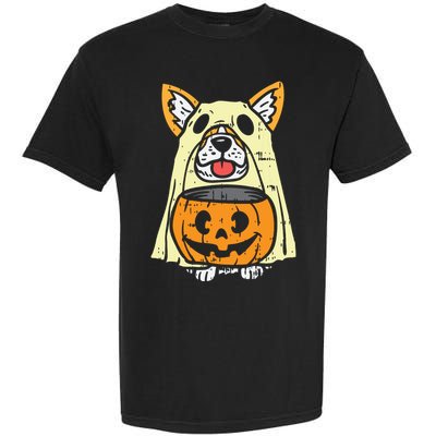 Welsh Corgi Ghost Funny Halloween Costume Dog Owner Lover Garment-Dyed Heavyweight T-Shirt