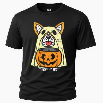Welsh Corgi Ghost Funny Halloween Costume Dog Owner Lover Performance Shirt