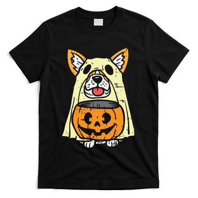 Welsh Corgi Ghost Funny Halloween Costume Dog Owner Lover T-Shirt