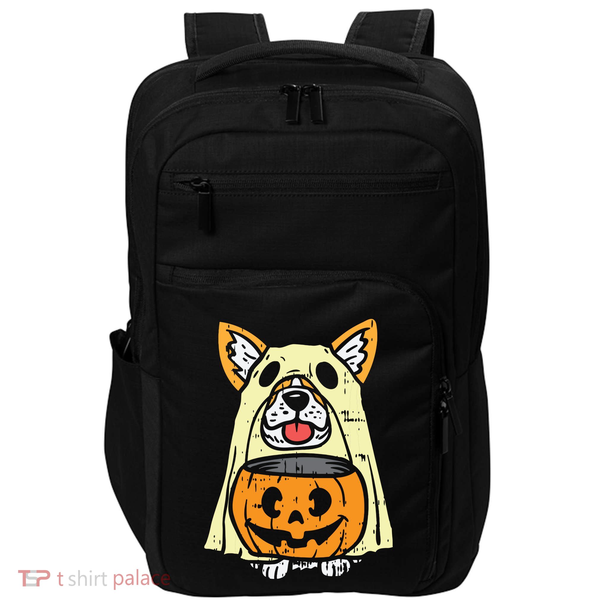Welsh Corgi Ghost Funny Halloween Costume Dog Owner Lover Impact Tech Backpack