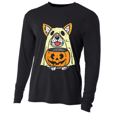 Welsh Corgi Ghost Funny Halloween Costume Dog Owner Lover Cooling Performance Long Sleeve Crew
