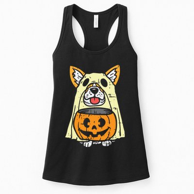 Welsh Corgi Ghost Funny Halloween Costume Dog Owner Lover Womens Tank Top