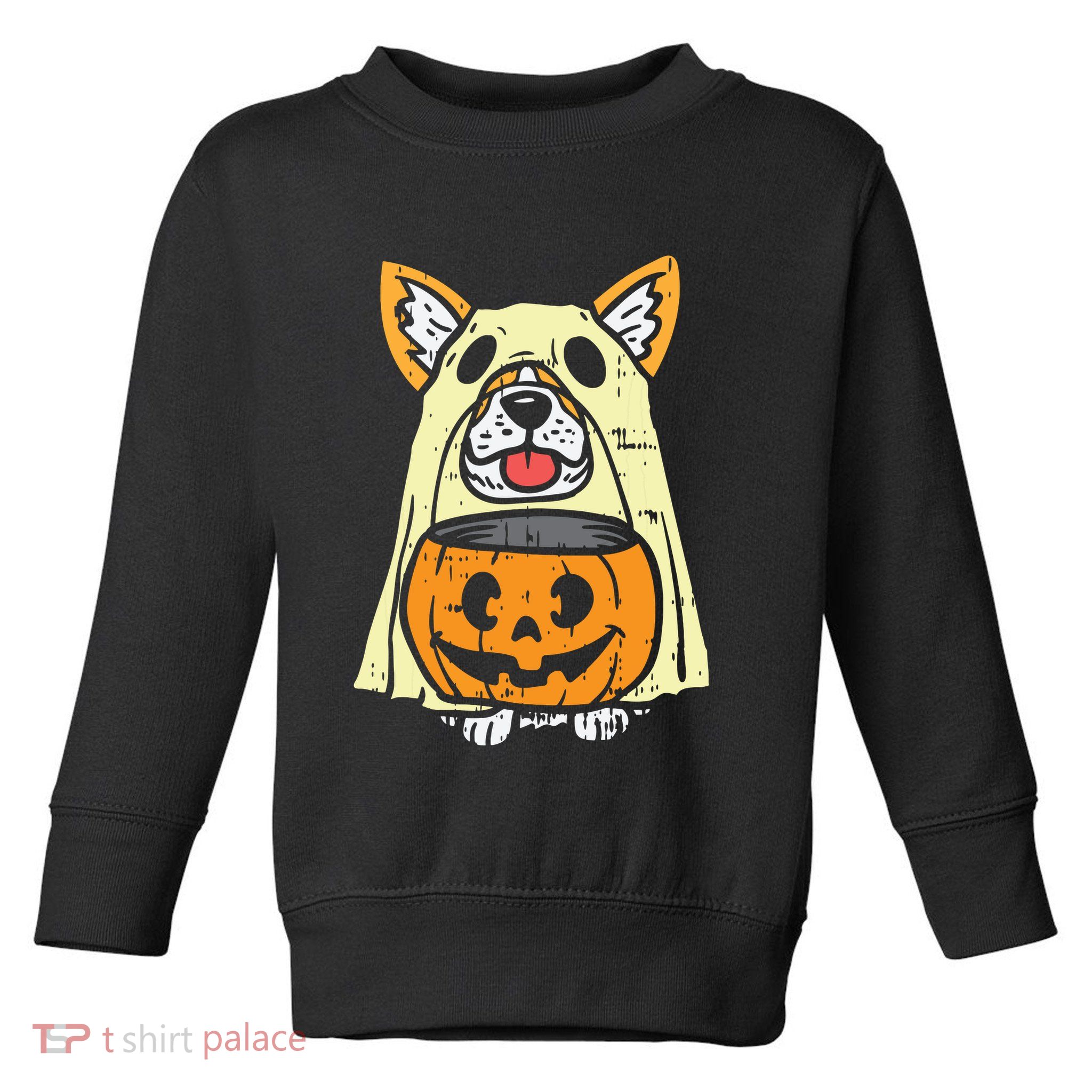 Welsh Corgi Ghost Funny Halloween Costume Dog Owner Lover Toddler Sweatshirt