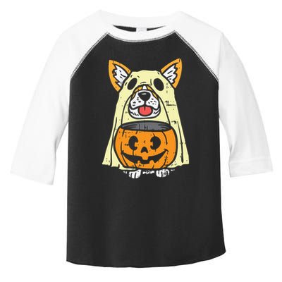 Welsh Corgi Ghost Funny Halloween Costume Dog Owner Lover Toddler Fine Jersey T-Shirt