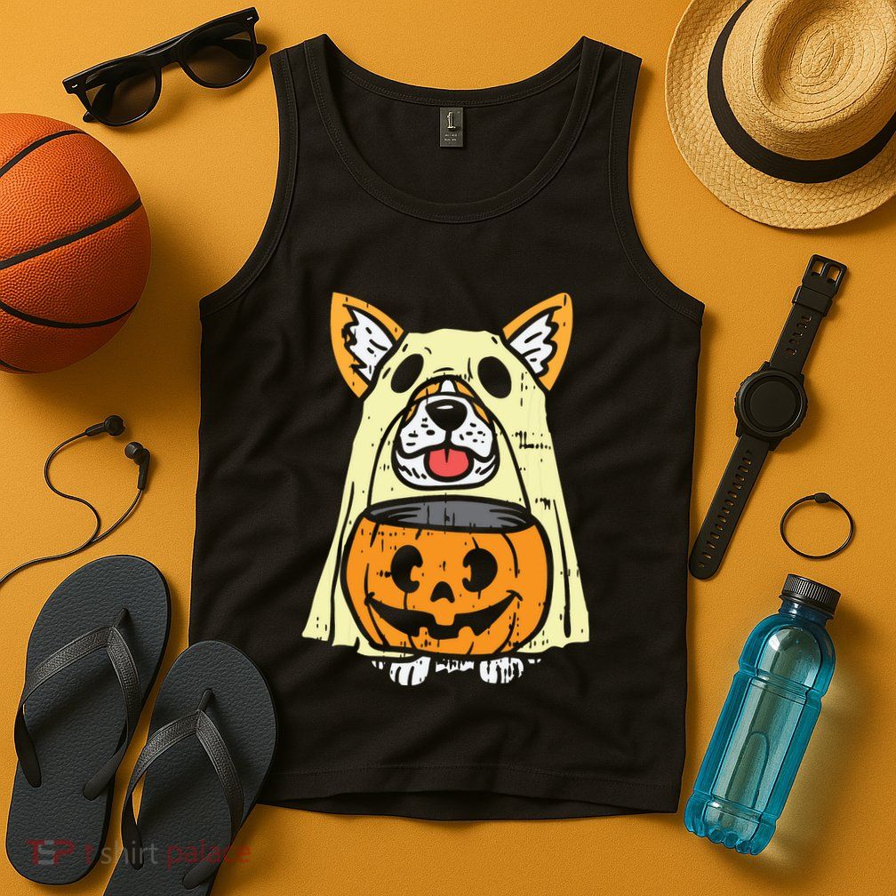 Welsh Corgi Ghost Funny Halloween Costume Dog Owner Lover Tank Top