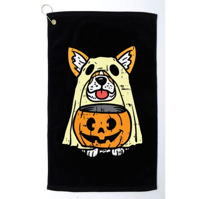 Welsh Corgi Ghost Funny Halloween Costume Dog Owner Lover Golf Towel