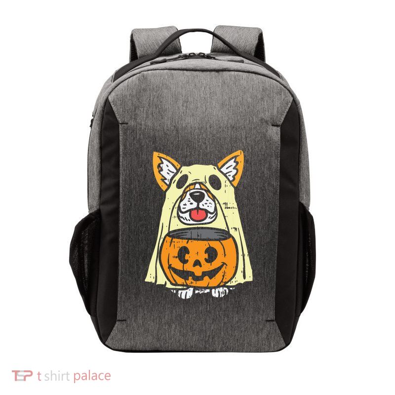 Welsh Corgi Ghost Funny Halloween Costume Dog Owner Lover Vector Backpack