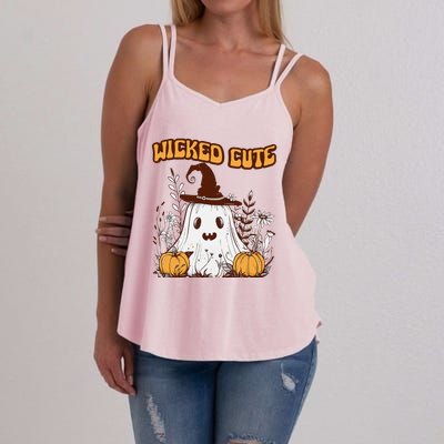 Wicked Cute Ghost And Pumpkin Fun Spooky Design Women's Strappy Tank