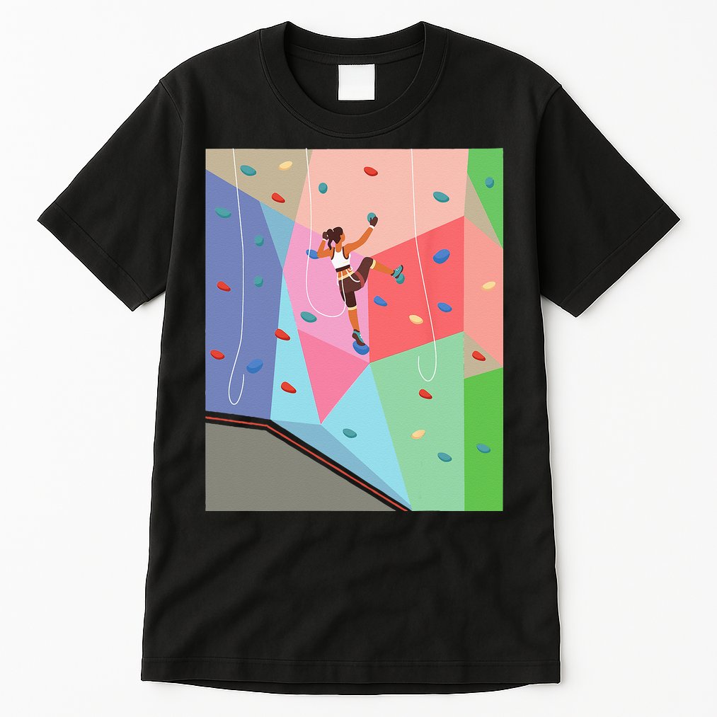 Wall Climbing Girl Rock Climber Indoor Sports Adventure Tall T-Shirt