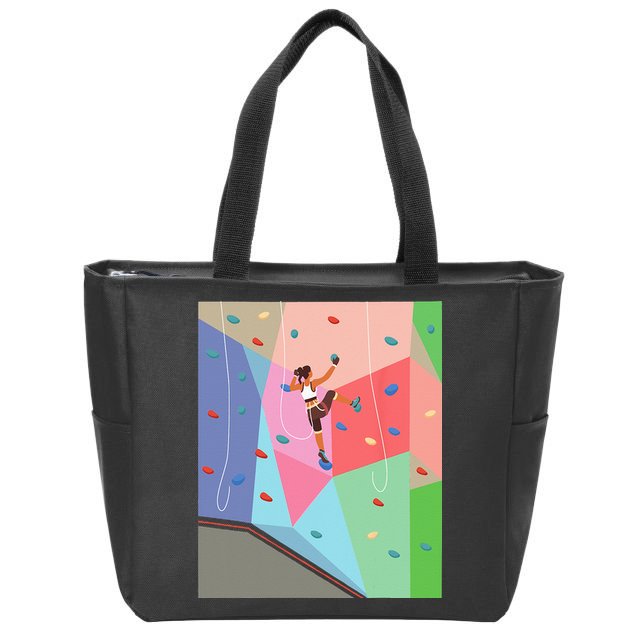 Wall Climbing Girl Rock Climber Indoor Sports Adventure Zip Tote Bag
