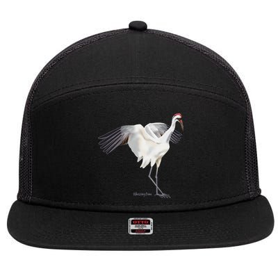 Whooping Crane Graphic Wildlife Bird Watching 7 Panel Mesh Trucker Snapback Hat
