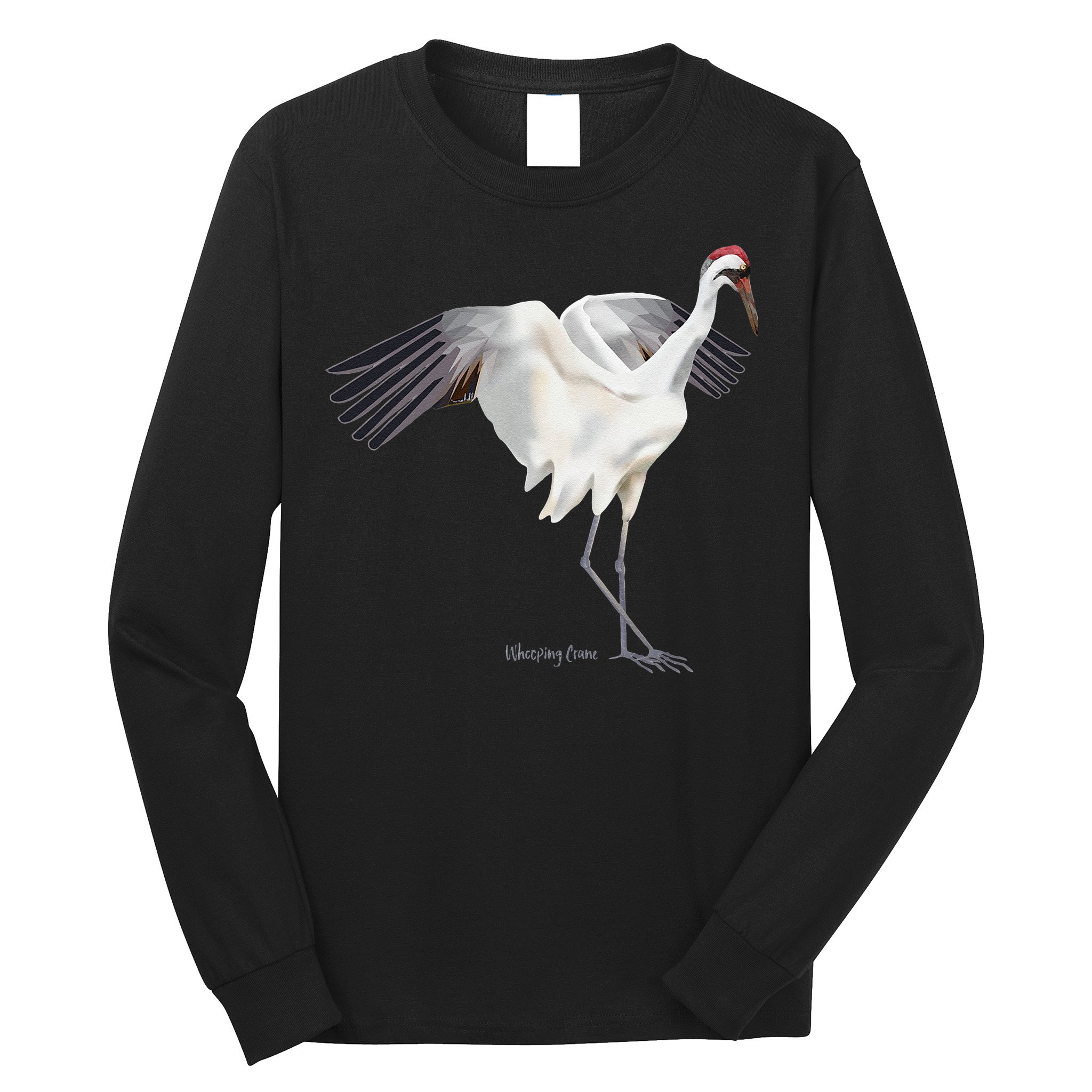Whooping Crane Graphic Wildlife Bird Watching Long Sleeve Shirt