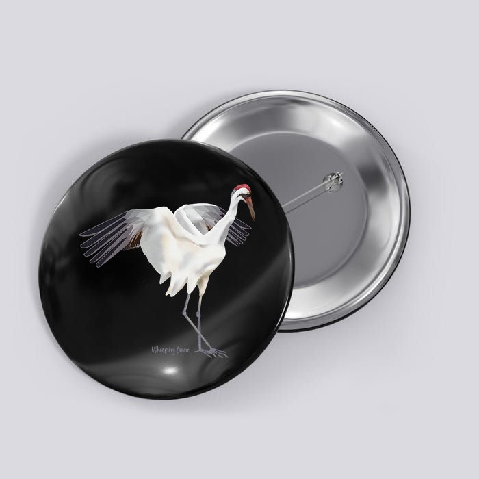 Whooping Crane Graphic Wildlife Bird Watching Button