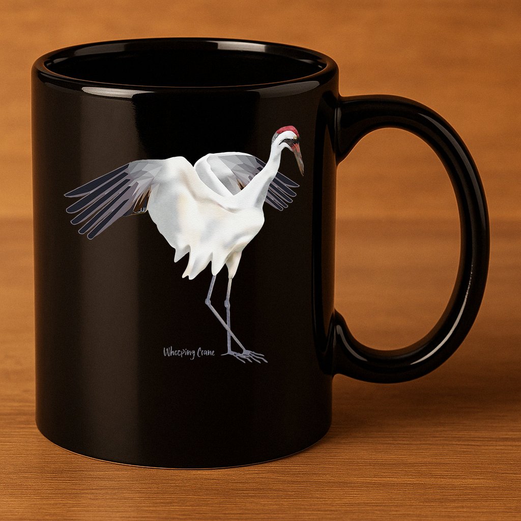 Whooping Crane Graphic Wildlife Bird Watching 11oz C Handle Ceramic Mug