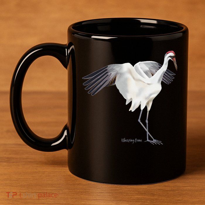 Whooping Crane Graphic Wildlife Bird Watching 11oz C Handle Ceramic Mug