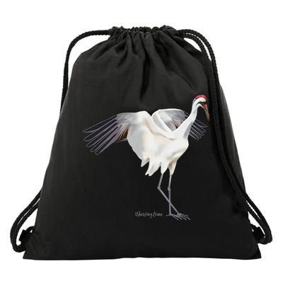 Whooping Crane Graphic Wildlife Bird Watching Drawstring Bag