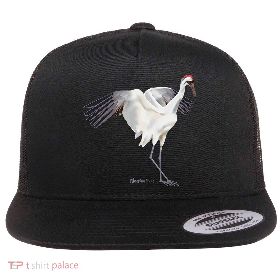 Whooping Crane Graphic Wildlife Bird Watching Flat Bill Trucker Hat
