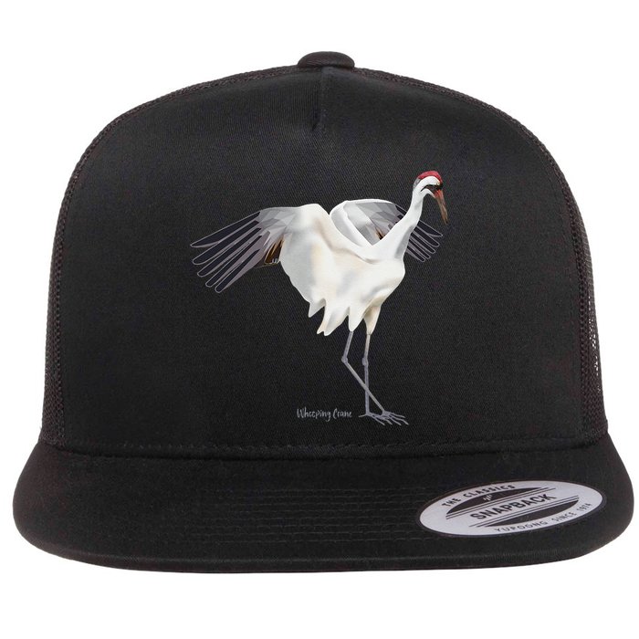 Whooping Crane Graphic Wildlife Bird Watching Flat Bill Trucker Hat