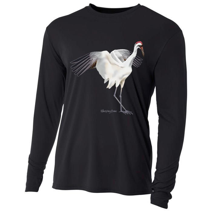 Whooping Crane Graphic Wildlife Bird Watching Cooling Performance Long Sleeve Crew