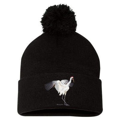 Whooping Crane Graphic Wildlife Bird Watching Pom Pom 12in Knit Beanie