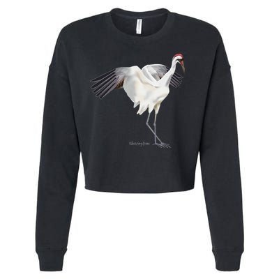 Whooping Crane Graphic Wildlife Bird Watching Cropped Pullover Crew