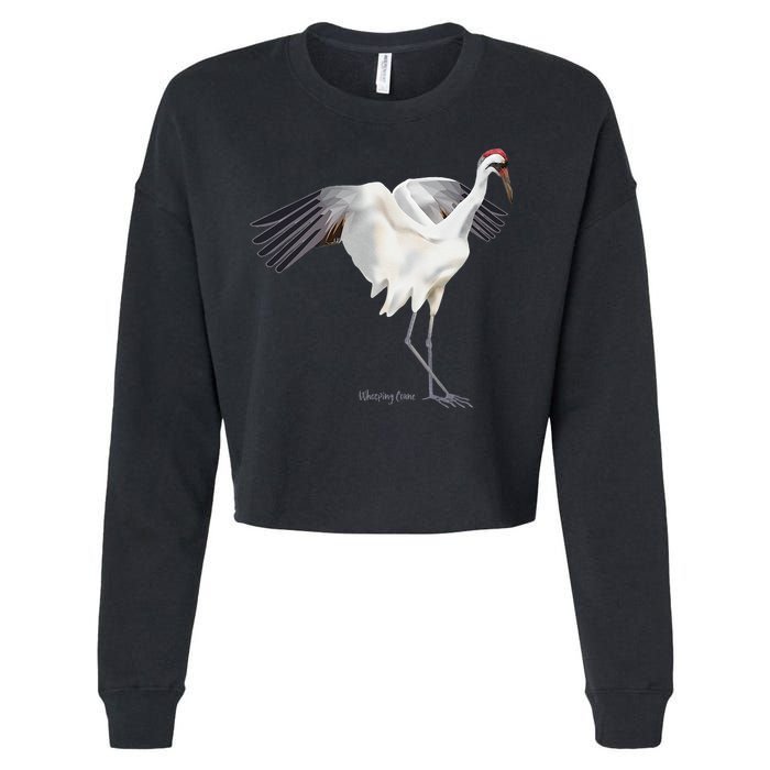 Whooping Crane Graphic Wildlife Bird Watching Cropped Pullover Crew