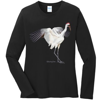 Whooping Crane Graphic Wildlife Bird Watching Ladies Long Sleeve Shirt