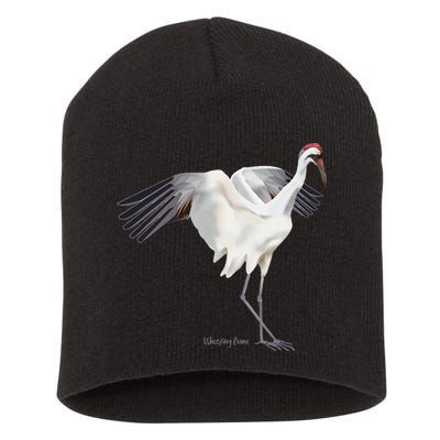 Whooping Crane Graphic Wildlife Bird Watching Short Acrylic Beanie