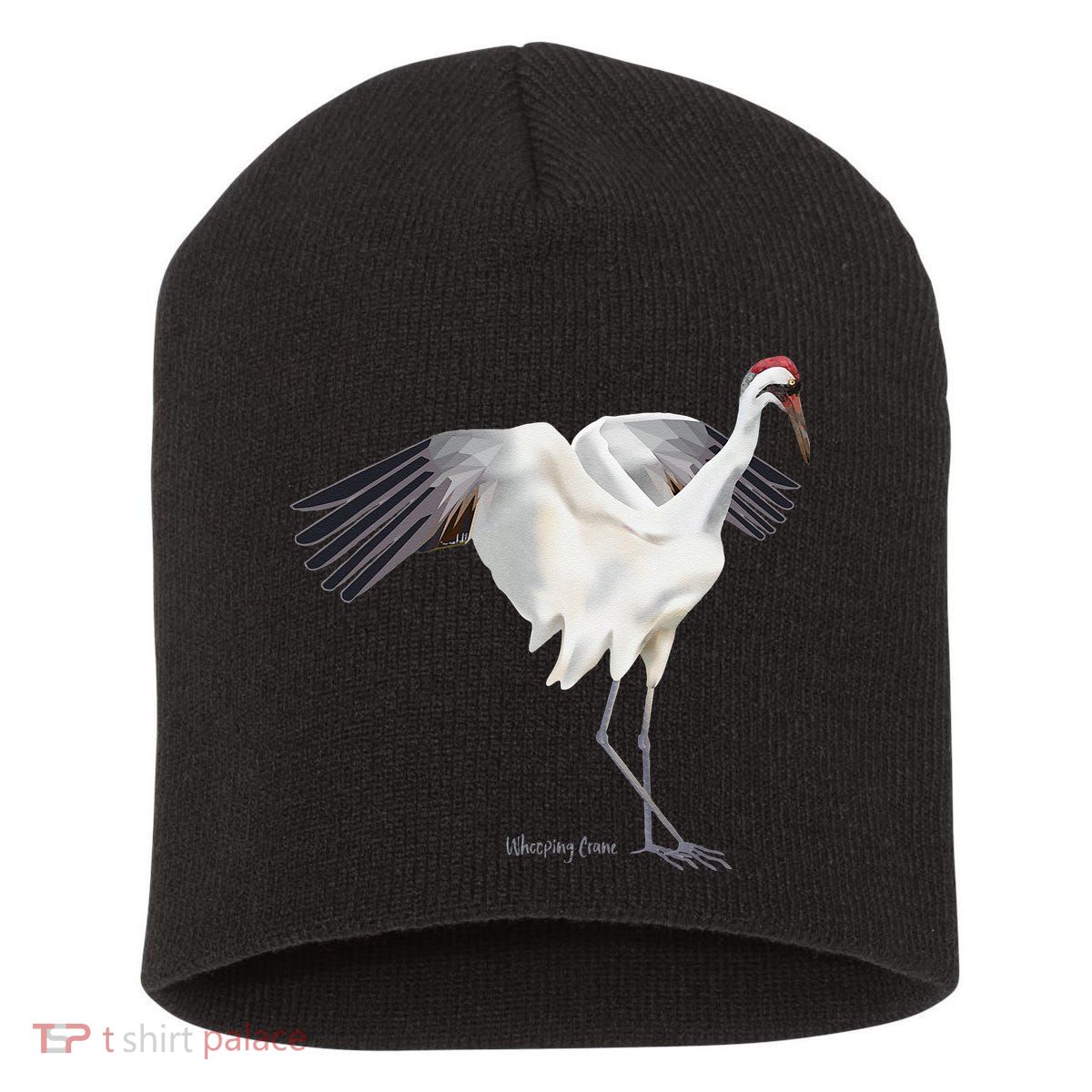 Whooping Crane Graphic Wildlife Bird Watching Short Acrylic Beanie