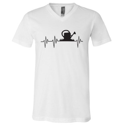 Watering Can Heartbeat Gardening Gardener Gift Light V-Neck T-Shirt