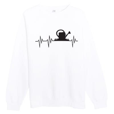 Watering Can Heartbeat Gardening Gardener Gift Light Premium Crewneck Sweatshirt