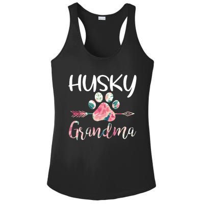 Womens Cute Husky Grandma Siberian Husky Lover Costume Dog Paw Ladies PosiCharge Competitor Racerback Tank