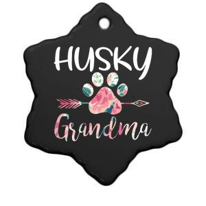 Womens Cute Husky Grandma Siberian Husky Lover Costume Dog Paw Ceramic Star Ornament