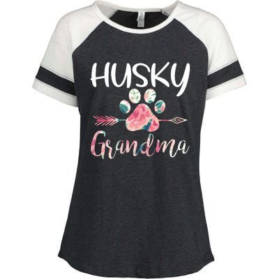 Womens Cute Husky Grandma Siberian Husky Lover Costume Dog Paw Enza Ladies Jersey Colorblock Tee