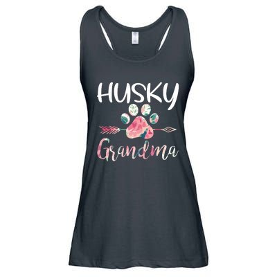 Womens Cute Husky Grandma Siberian Husky Lover Costume Dog Paw Ladies Essential Flowy Tank