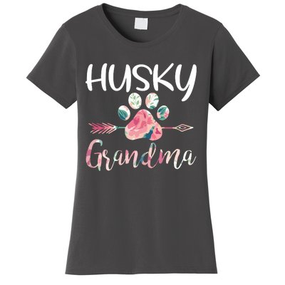 Womens Cute Husky Grandma Siberian Husky Lover Costume Dog Paw Women's T-Shirt