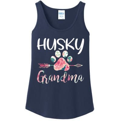 Womens Cute Husky Grandma Siberian Husky Lover Costume Dog Paw Ladies Essential Tank