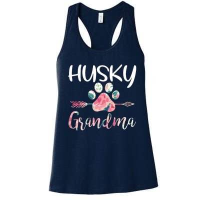 Womens Cute Husky Grandma Siberian Husky Lover Costume Dog Paw Women's Racerback Tank