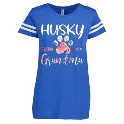 Womens Cute Husky Grandma Siberian Husky Lover Costume Dog Paw Enza Ladies Jersey Football T-Shirt