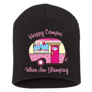 Wo Camping Hoodie Happy Camper When I'm Glamping Short Acrylic Beanie