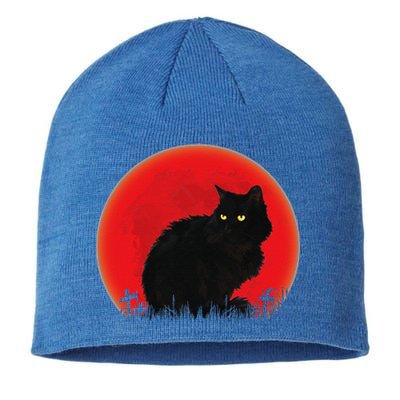 Witch Cat Halloween Costume Blood Moon Black Cat Sustainable Beanie